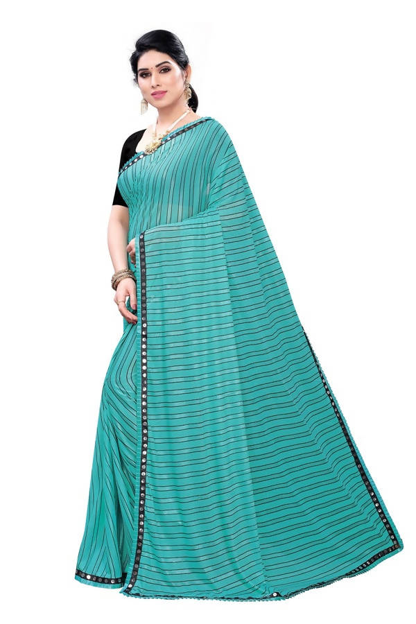 Vamika Rama Green Malai Silk Printed Saree (Zigzag Rama) | Grab2Buy
