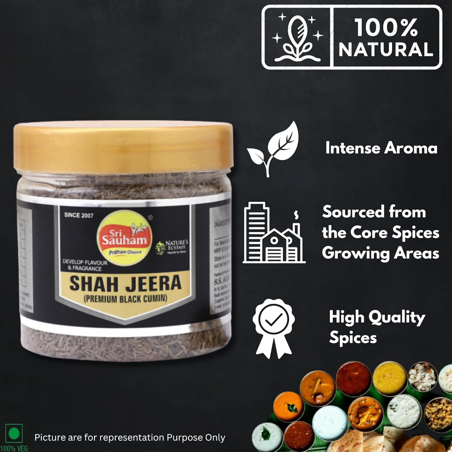 Sri Sauham Premium Spices - 100% Natural Shahi Jeera (Caraway Seeds) | Swadesiicart