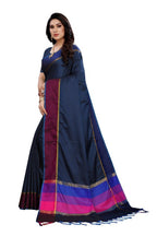 Vamika Navy Cotton Silk Weaving Saree (Binita Navy) | Grab2Buy
