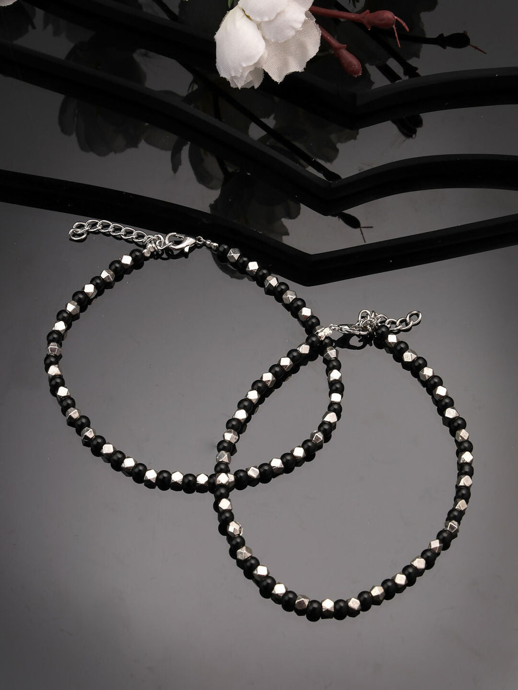 NVR Women's Evil Eye Black & Silver Anklets | Grab2Buy