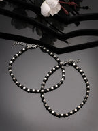 NVR Women's Evil Eye Black & Silver Anklets | Grab2Buy