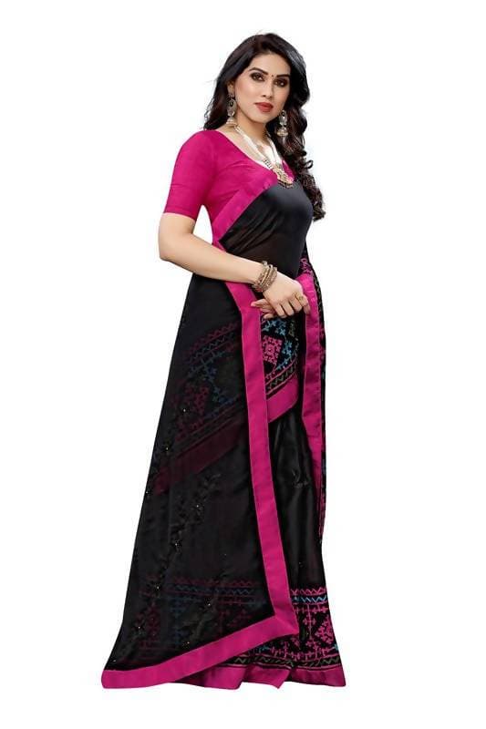 Vamika Black Chiffon Emboridered Saree (SUIDHAGA BLACK) | Grab2Buy