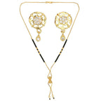 AanyaCentric Gold-Polished Short Mangalsutra Set with Earrings | Grab2Buy