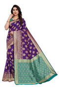 Vamika Banarasi Jacquard Weaving Purple Saree (Dangal Purple) | Grab2Buy