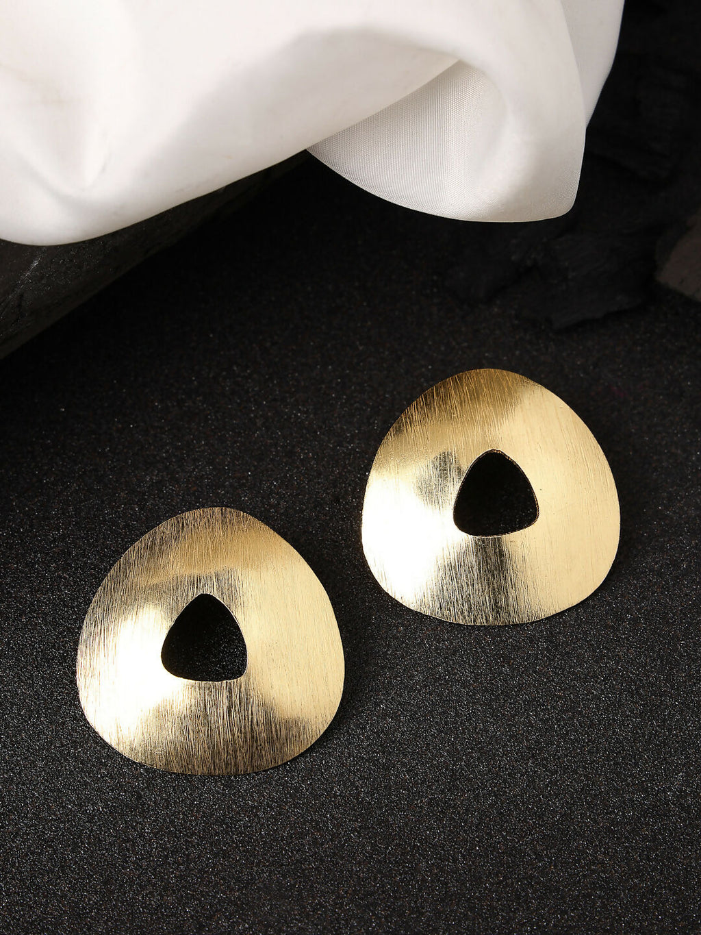 NVR Women Gold-Polished Alloy Triangular Drop Earrings | Grab2Buy