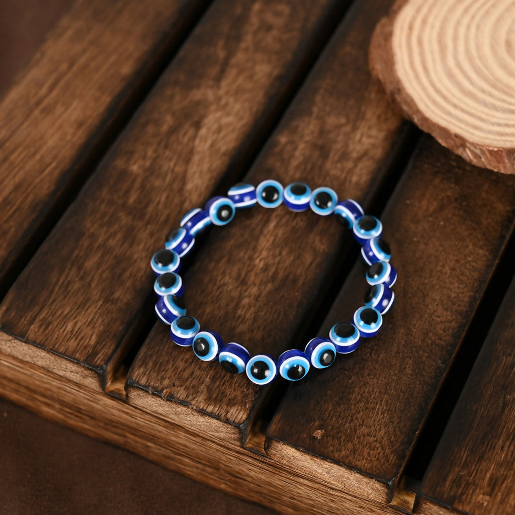 NVR Men & Women Black & Blue Evil Eye Elasticated Bracelet | Grab2Buy