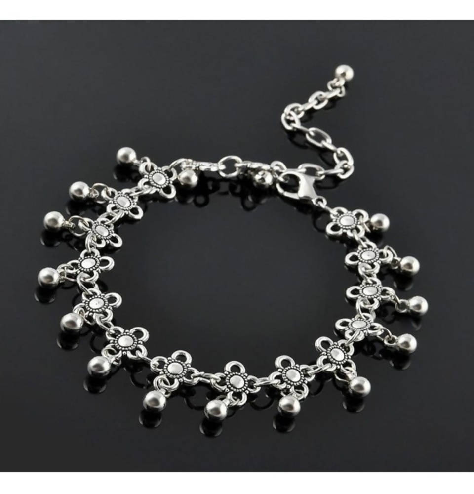 Mominos Fashion Kamal Johar Oxidised Silver Adjustable Anklets | Grab2Buy