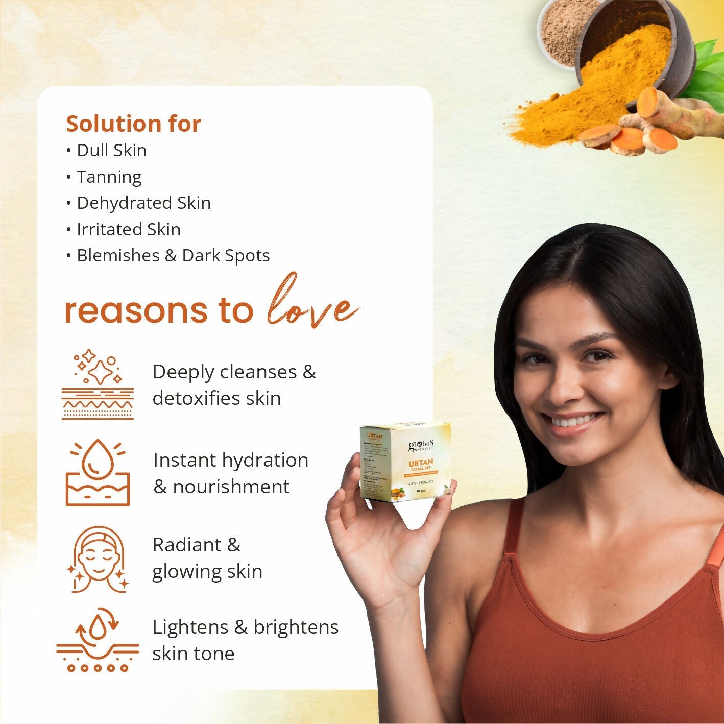 Globus Naturals Brightening Ubtan 6 Step Facial Kit | Grab2Buy