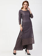 Cheera Printed Gray Kurta Palazzo Set (CH103KP) | Grab2Buy