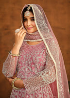 Pink All Over Embroidered Net Wedding Anarkali Suit - Emponline | Grab2Buy