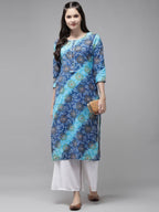 Yufta Blue Bandhani Kurta | Grab2Buy