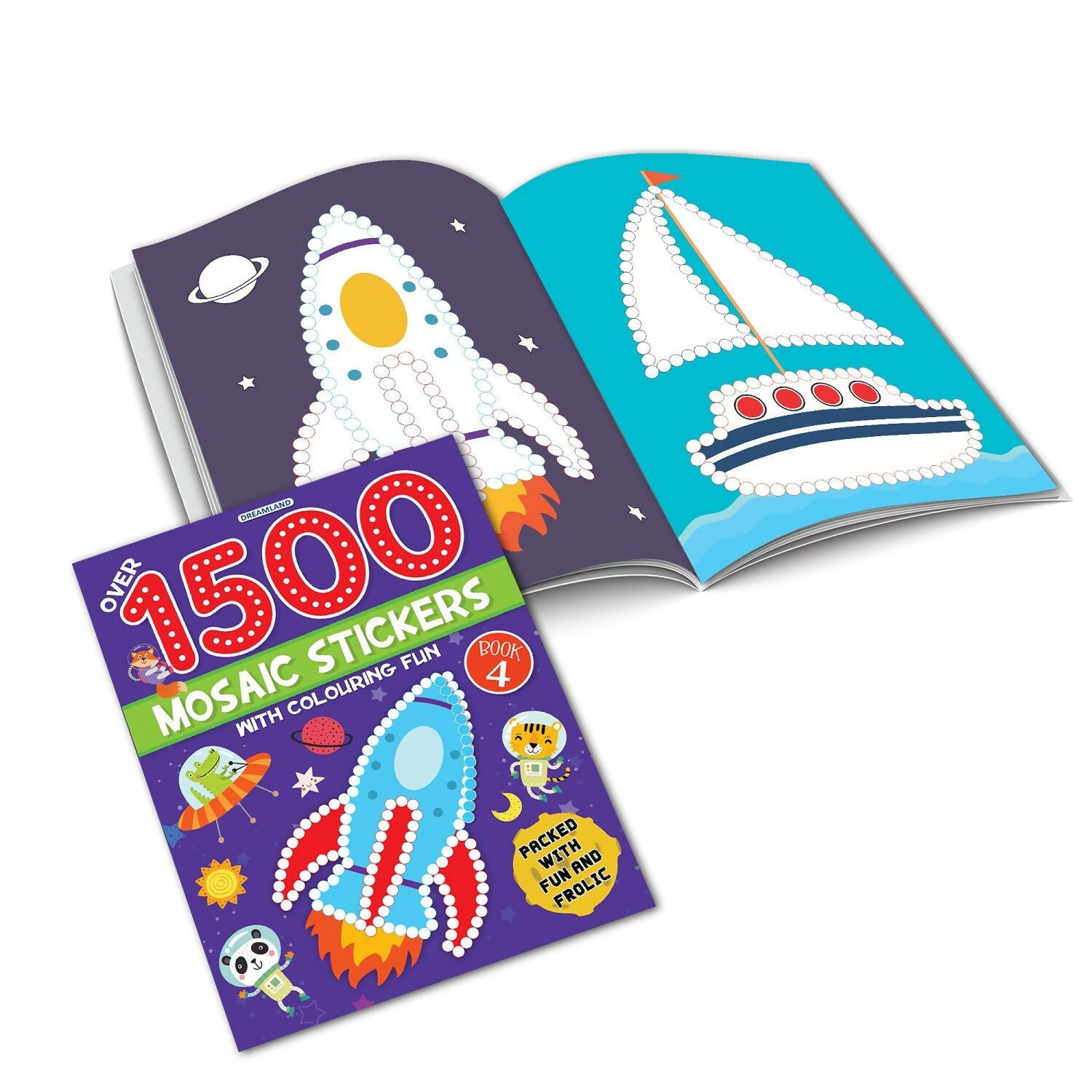 Dreamland Publications 1500 Mosaic Stickers Book 4 with Colouring Fun - Sticker Book for Kids Age 4 - 8 years | Grab2Buy