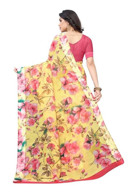 Vamika Yellow Linen Satin Border Saree (SONAKSHI 12 YELLOW ) | Grab2Buy