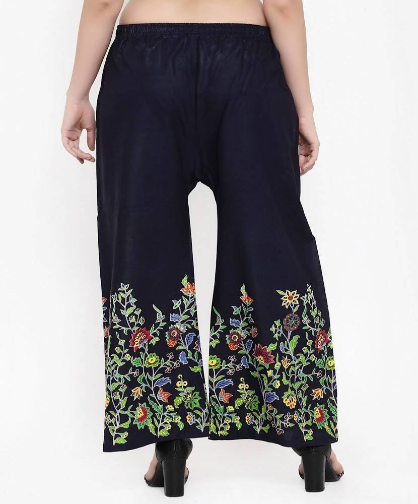 Mominos Fashion Navy Blue Floral Design Palazzo | Grab2Buy