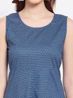 Myshka Women's Green Printed Cotton Sleeveless Round Neck Casual Kurta | Grab2Buy