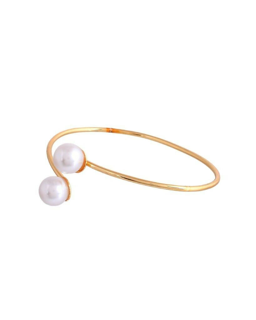 VOJ One Gram Gold-Polished Pearl Studded Bracelet | Grab2Buy