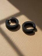 NVR Men's Black Rhodium Plated Hoop Earrings | Grab2Buy