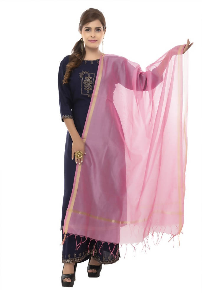 Mominos Fashion Baby Pink Banarsi Piping Dupatta | Grab2Buy