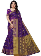 Vamika Banarasi Jacquard Weaving Violet Saree (Shining Violet) | Grab2Buy