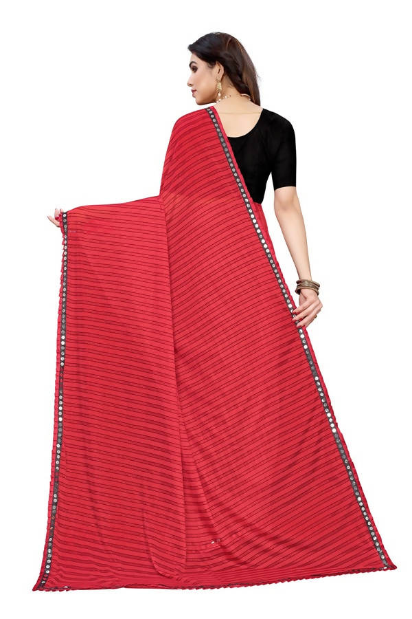 Vamika Red Malai Silk Printed Saree (Zigzag Red) | Grab2Buy