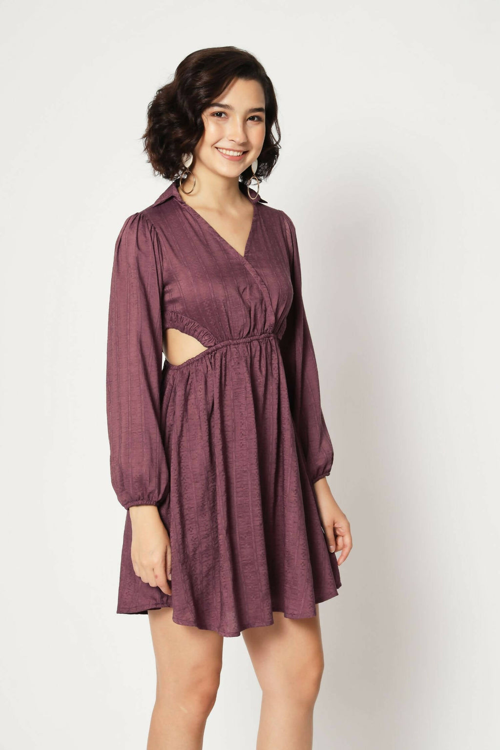 Wine Viscose Solid Flared Dress - Shivani | Grab2Buy