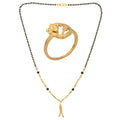 AanyaCentric Gold-Polished Mangalsutra & Ring Set