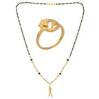 AanyaCentric Gold-Polished Mangalsutra & Ring Set