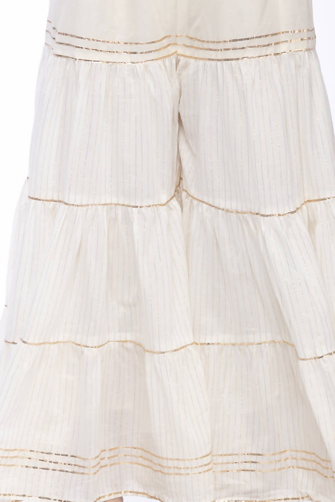 Mominos Fashion Cotton Off White Stripe With Gota Sharara | Grab2Buy