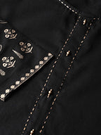 Yufta Women Black & Golden Solid Kurta with Palazzo & Dupatta | Grab2Buy