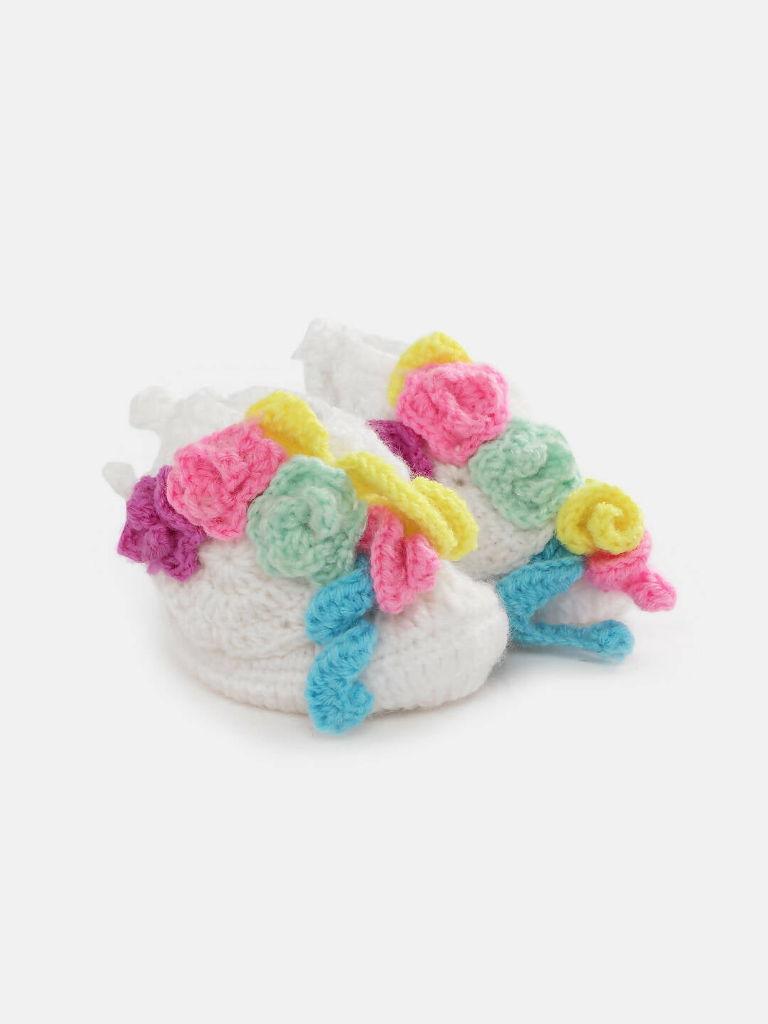 Chutput Kids Woollen Hand Knitted Flower Detailed Booties - White | Grab2Buy