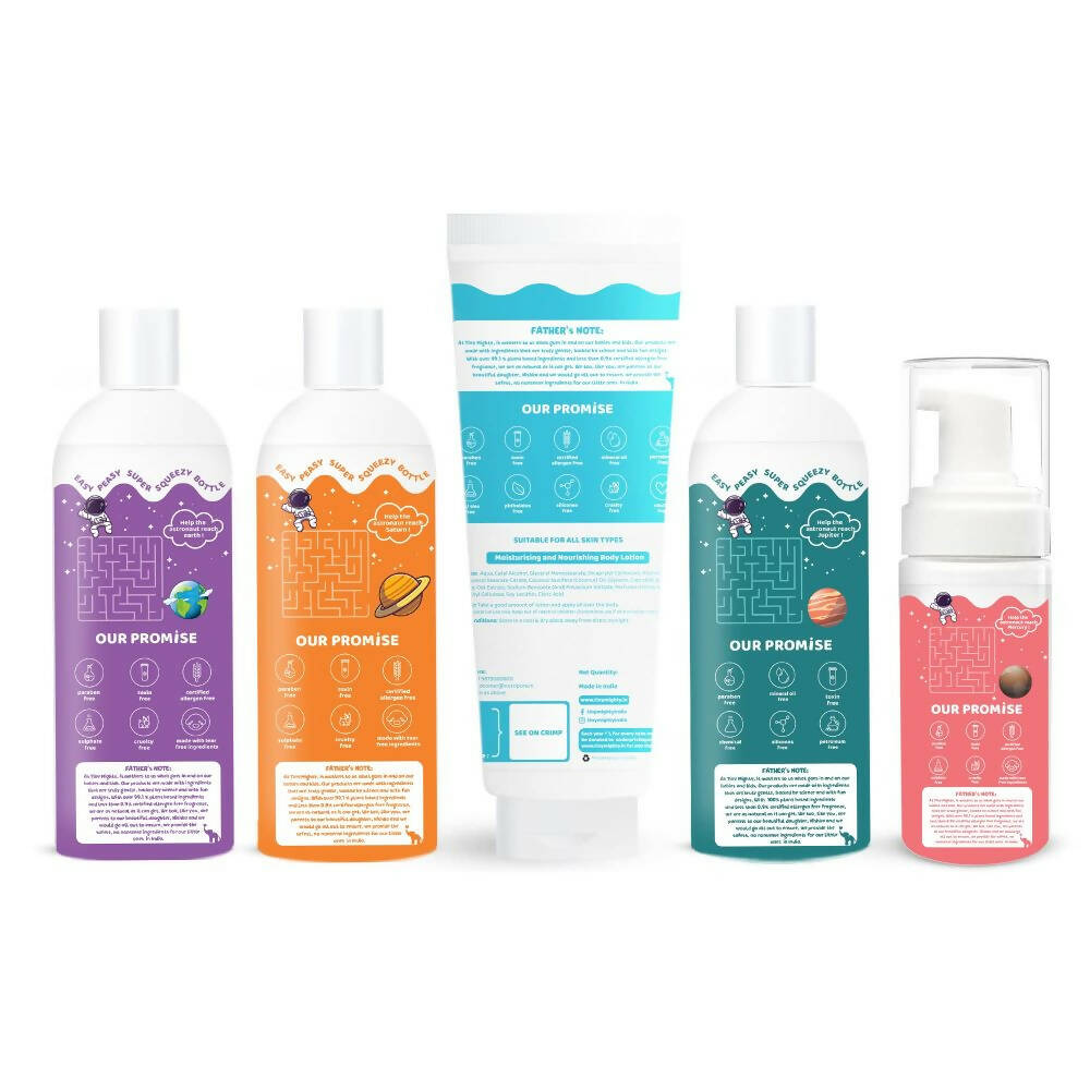 Tiny Mighty Kids Body Wash, Body Foam Wash, Body Lotion, Shampoo & Hair Oil Combo | Grab2Buy