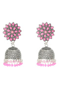 Mominos Fashion Joharkamal Kundan work Jhumka with Baby Pink Beads | Grab2Buy