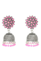 Mominos Fashion Joharkamal Kundan work Jhumka with Baby Pink Beads | Grab2Buy