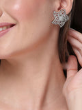 NVR Wome's Silver-Plated AD- Studded Star-Shaped Contemporary Stud Earrings | Grab2Buy