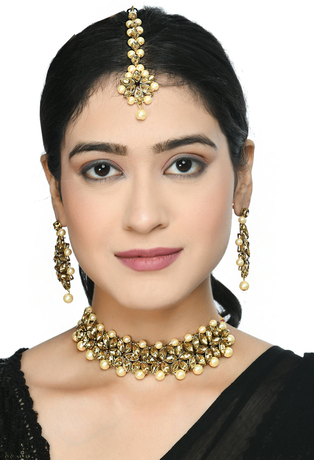 Mominos Fashion Johar Kamal Gold-Polished Brass Finish Kundan/Pearls Choker For Women (Golden) | Grab2Buy