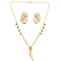 AanyaCentric Gold-Polished Short Mangalsutra Set with Earrings | Grab2Buy