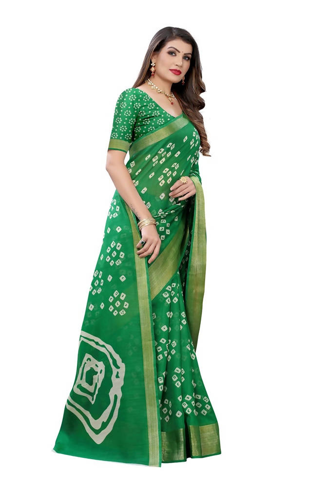 Vamika Green Linen Jari Border Saree | Grab2Buy