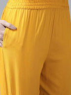 Yufta Women's Mustard Rayon Kurti With Pant Dupatta Set | Grab2Buy