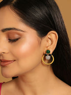 Nuyug 22K Gold Plated Cubic Zirconia Studded Contemporary Stone Earrings | Grab2Buy