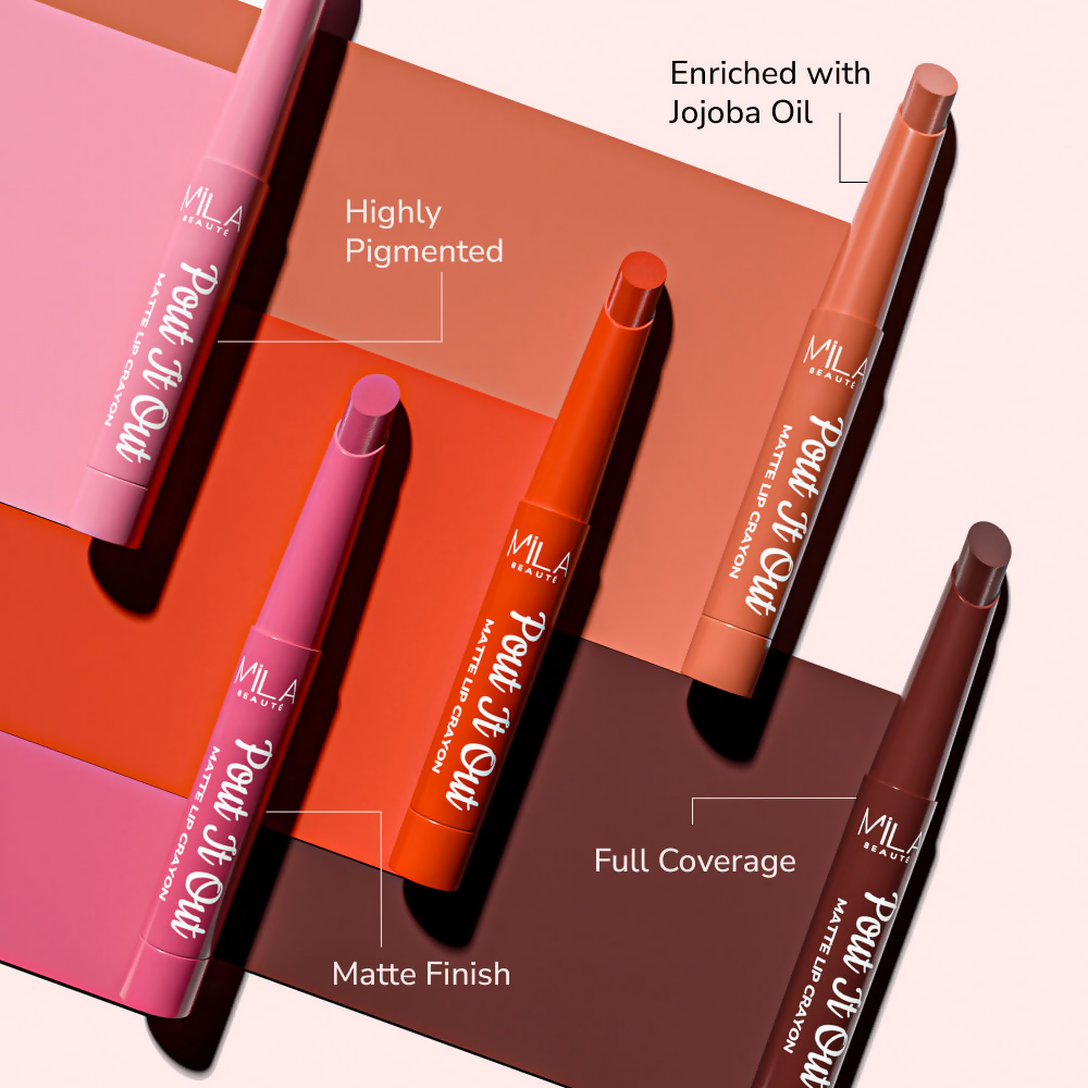 Mila Beaute Pout It Out Long Lasting & Matte Finish Lip Crayon Lipstick - Mulan | Grab2Buy