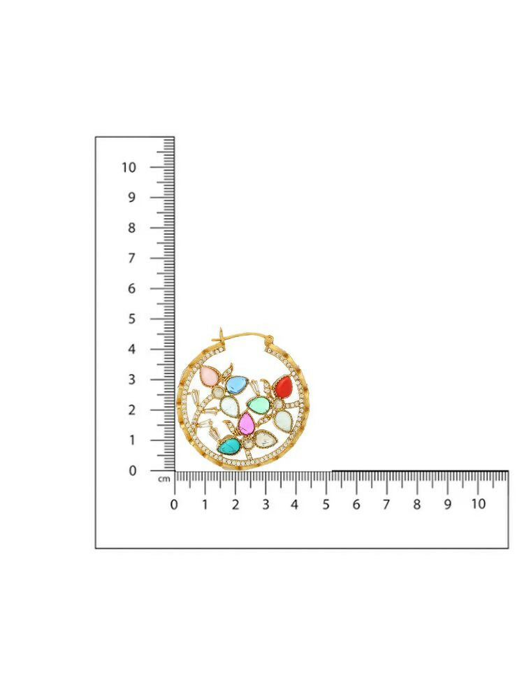 Navratan Round Earrings - Ruby Raang | Grab2Buy