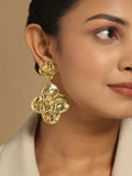 Nuyug 18k Gold-Plated Contemporary Molten Metallic Finish Floral Drop Dangler Earrings | Grab2Buy