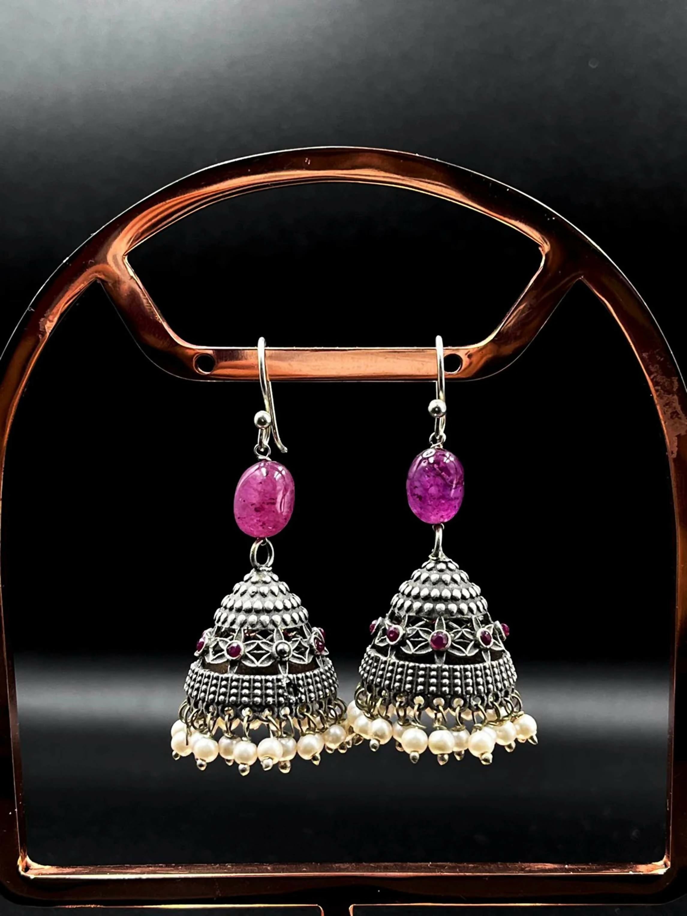 Joban Fashion Women Pink Black Polish Antique Look Earring | Grab2Buy