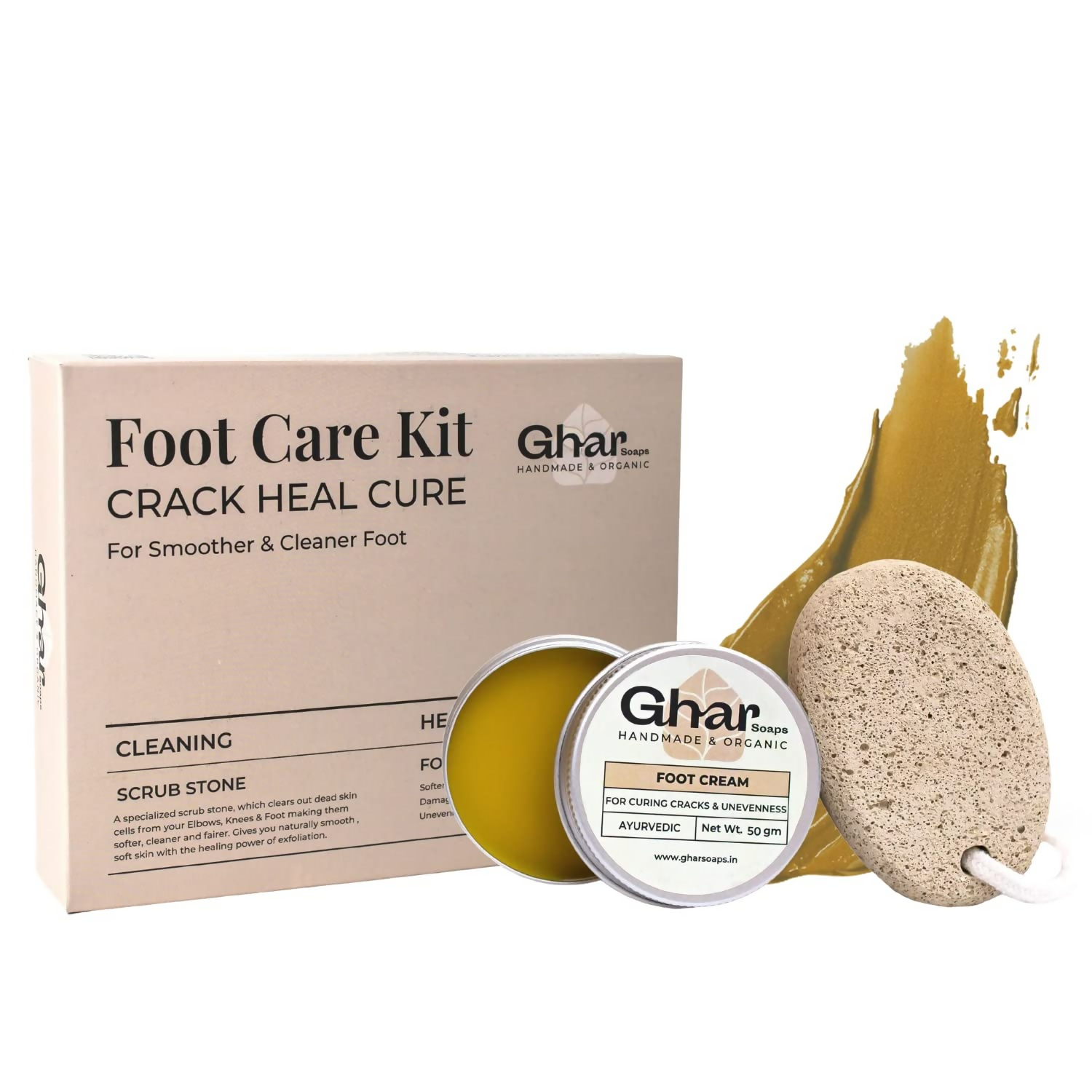 Ghar Soaps Foot Cream For Cracked Heels With Scrub Stone For Women & Men | Grab2Buy