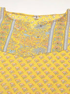 Yufta Yellow and Blue printed kurta with Trouser and Dupatta | Grab2Buy