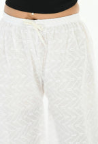 Mominos Fashion Moeza Cotton White Color Chikan Work Palazzo | Grab2Buy