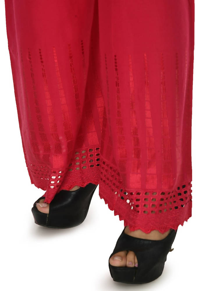 Mominos Fashion Moeza Reyon Cotton Magenta Cut Work Palazzo | Grab2Buy