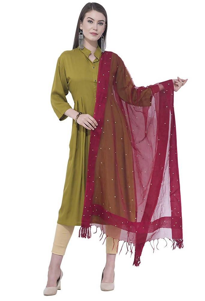 Mominos Fashion Maroon Stone Work Dupatta | Grab2Buy
