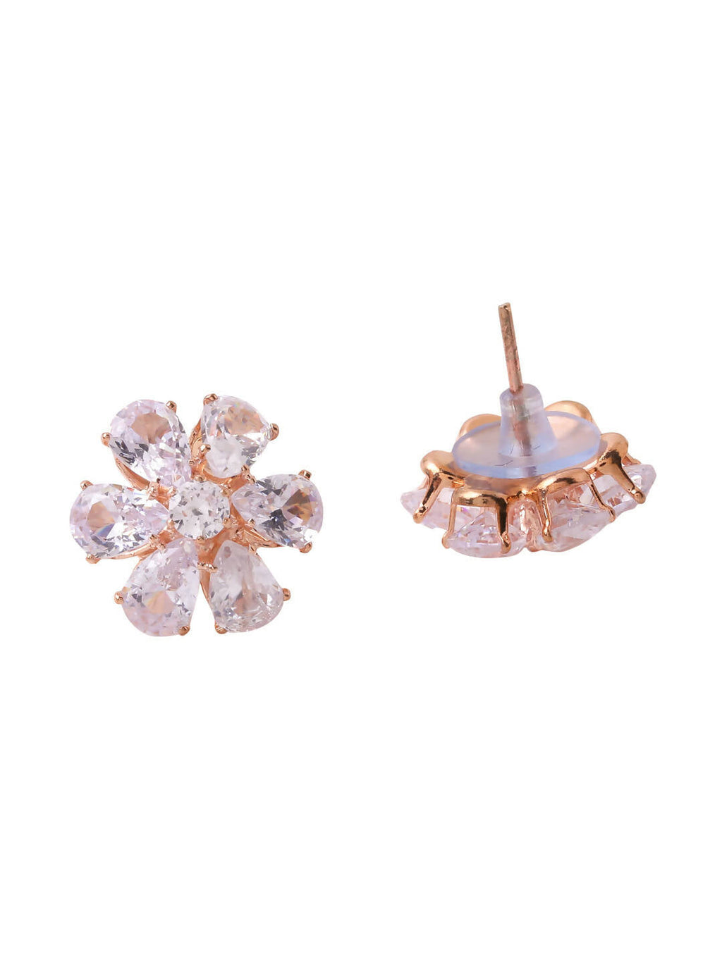 NVR Women Golden Cz Studded Studs Earrings | Grab2Buy