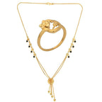AanyaCentric Gold-Polished Mangalsutra & Ring Set